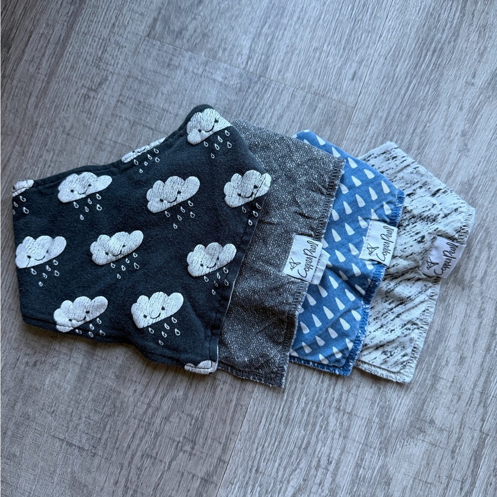 Stylish Kids Bandana Bib Set of 5 - Black, Gray, Blue
